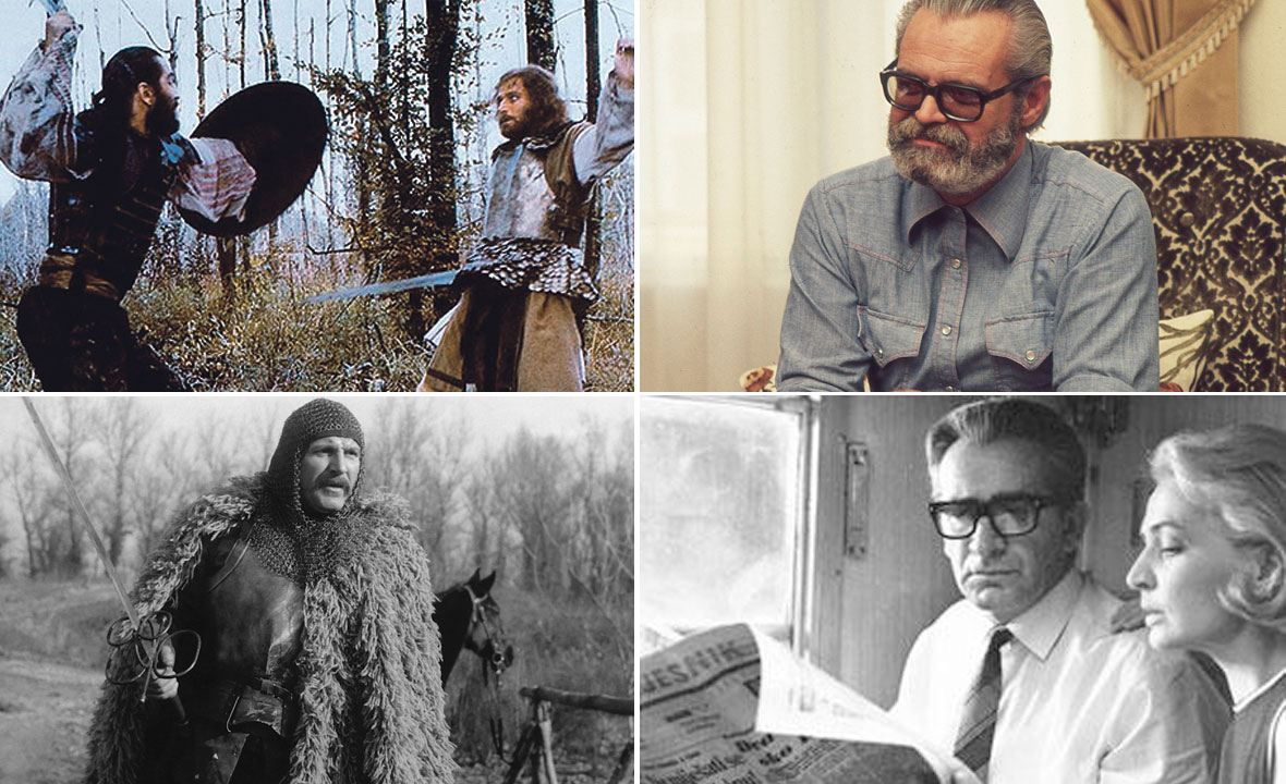 Vatroslav Mimica (gore desno), 'Banović Strahinja' (gore lijevo), 'Seljačka buna 1573.' (dolje lijevo) i 'Prometej s otoka Viševice' (dolje desno)