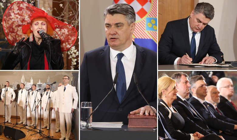 Zoran Milanović (sredina); Josipa Lisac (lijevo gore); Kolinda Grabar-Kitarović, Jakov Kitarović, Andrej Plenković, Stjepan Mesić i Ivo Josipović (dolje desno)