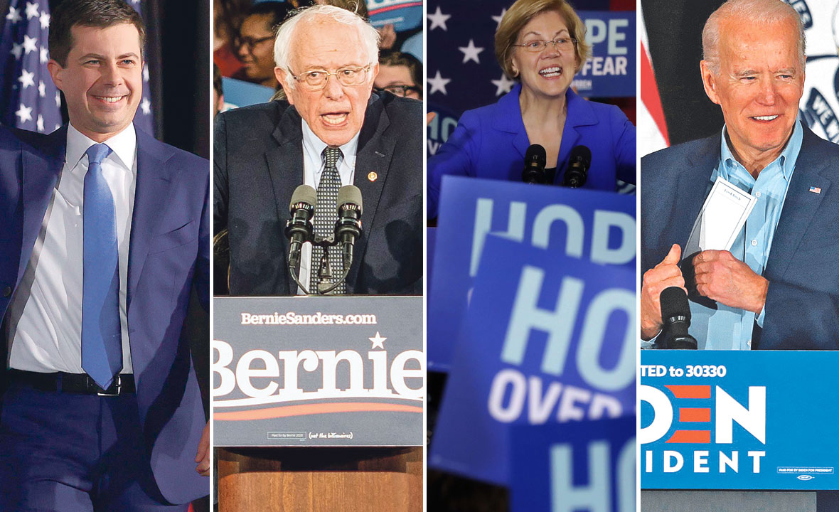 Pete Buttigieg, Bernie Sanders, Elizabeth Warren i Joe Biden