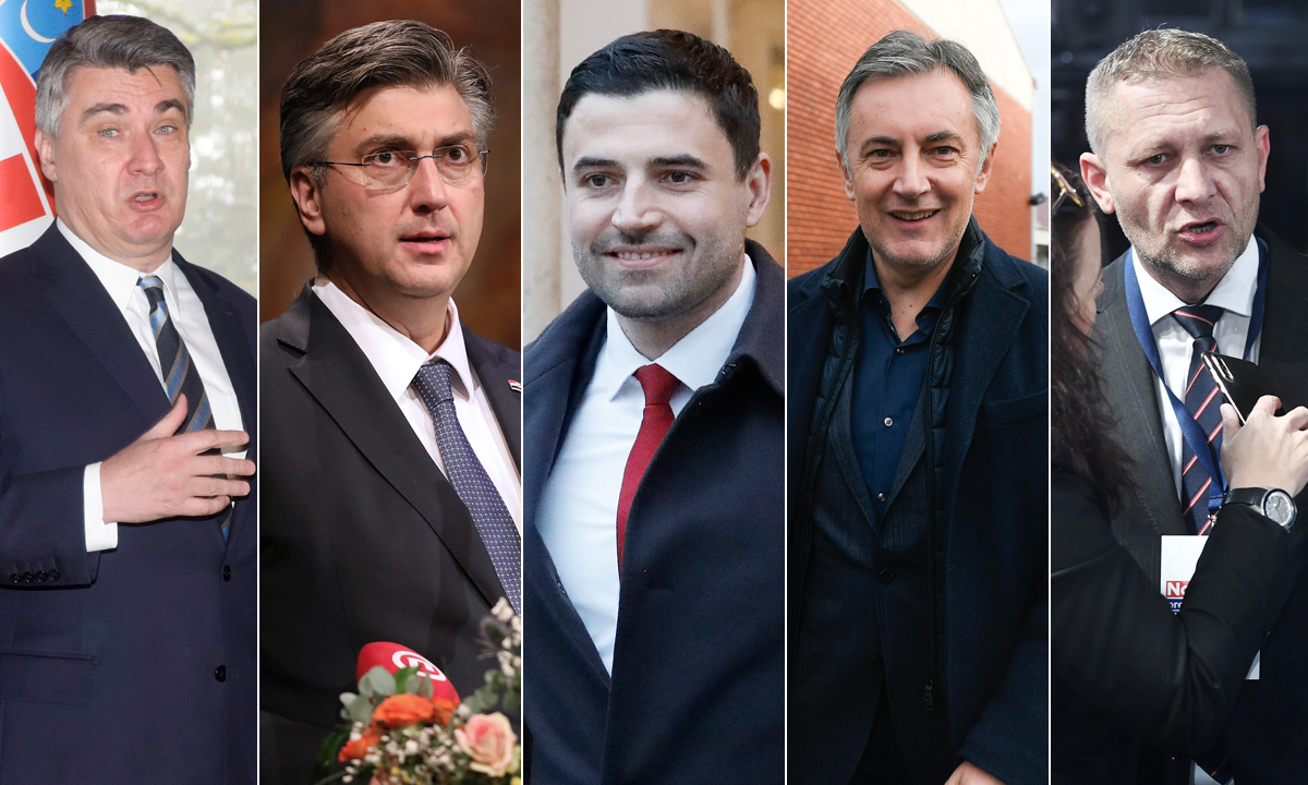 Zoran Milanović, Andrej Plenković, Davor Bernardić, Miroslav Škoro, Krešo Beljak