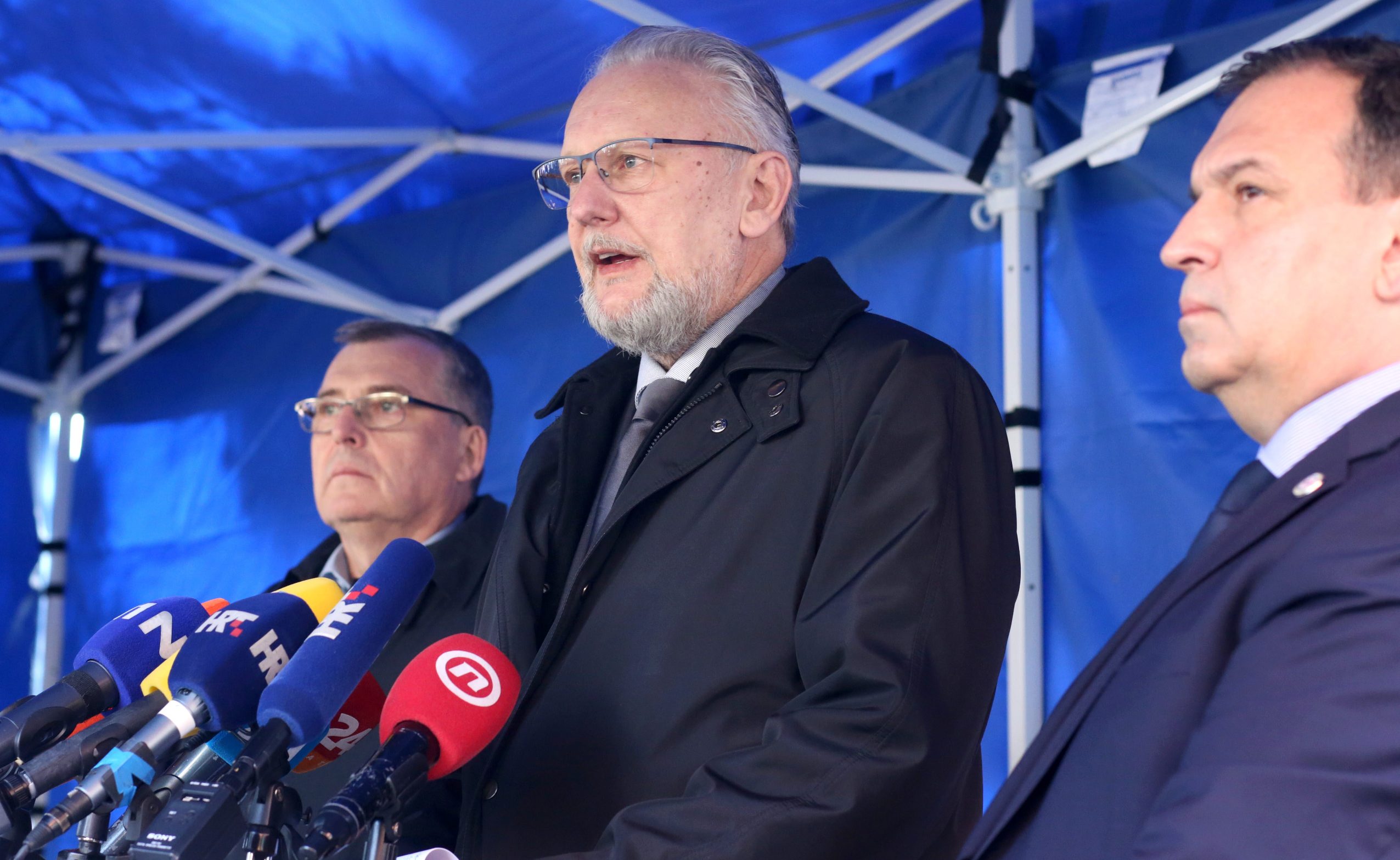 National civic guard; Krunoslav Capak, Davor Božinović (middle) and Vili Beroš