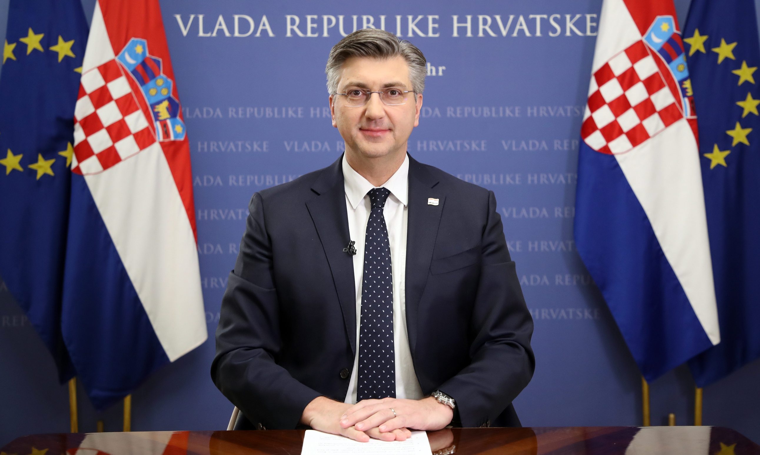 PM Andrej Plenkovic  giving his televised address