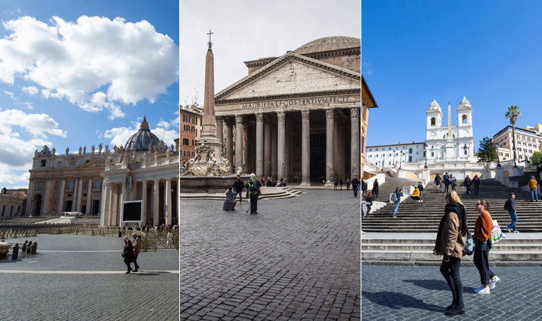 Opustjele ulice Rima i Vatikana
