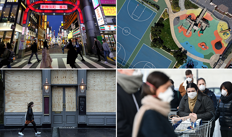 U smjeru kazaljke na satu: Tokio, San Francisco, Casalpusterlengo u Italiji, Edinburgh