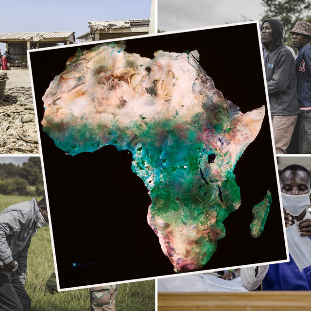 Prizori iz Afrike i karta kontinenta