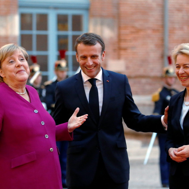 Angela Merkel, Emmanuel Macron i Ursula von der Leyen