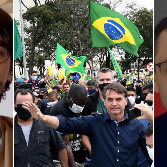 Milan Puh (lijevo), Jair Bolsonaro s pristalicama (u sredini), Vlatko Broz (desno)