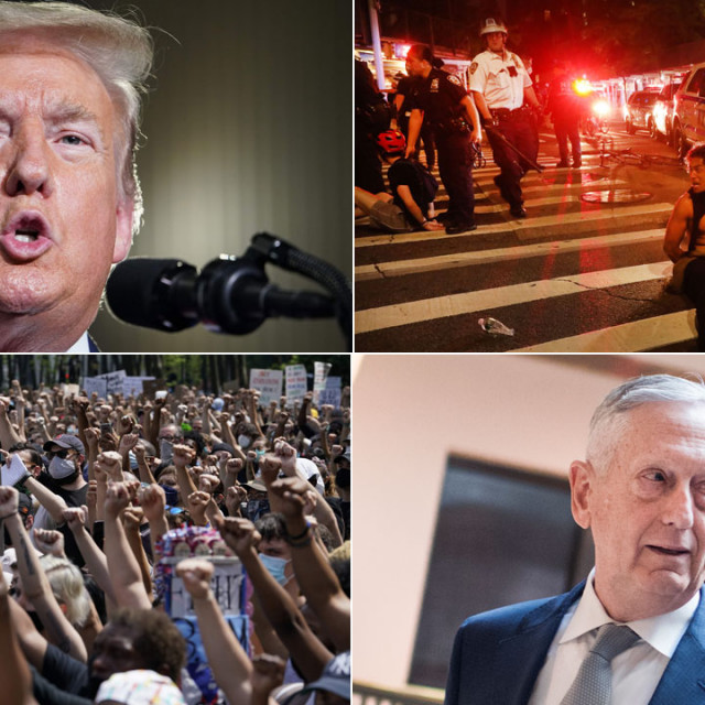 Donald Trump (gore lijevo), James Mattis (dolje desno), prosvjedi nakon ubojstva Georgea Floyda