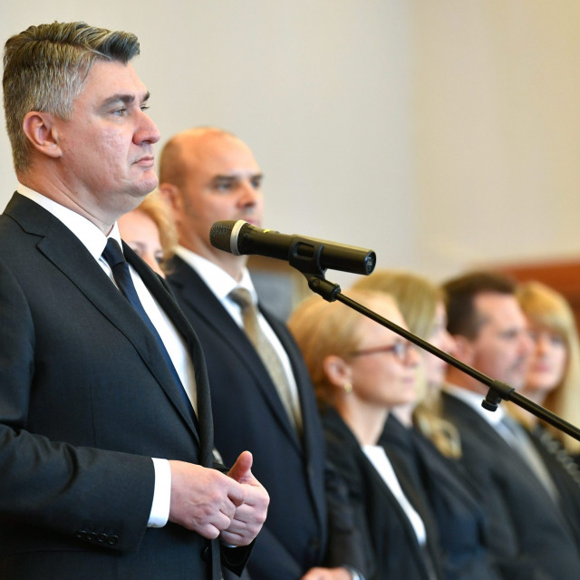 President Zoran Milanovic addressing heads of diplomatic missions in Croatia in his office