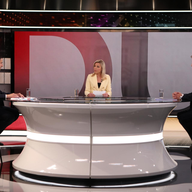 Davor Bernardić i Andrej Plenković tijekom sučeljavanja na RTL televiziji