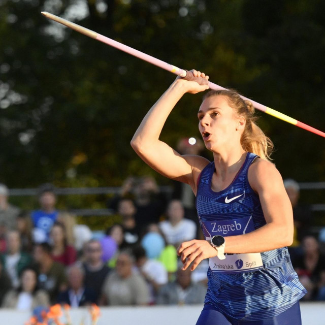 Zagreb, 030919.
Stadion Sportskog parka Mladost.
Atletski miting IAAF World Challenge Zagreb 2019. � 69. memorijal Borisa Hanzekovica.
Na fotografiji: bacanje koplja, Sara Kolak.