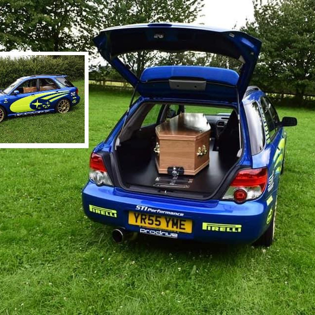 Subaru Impreza funeral car