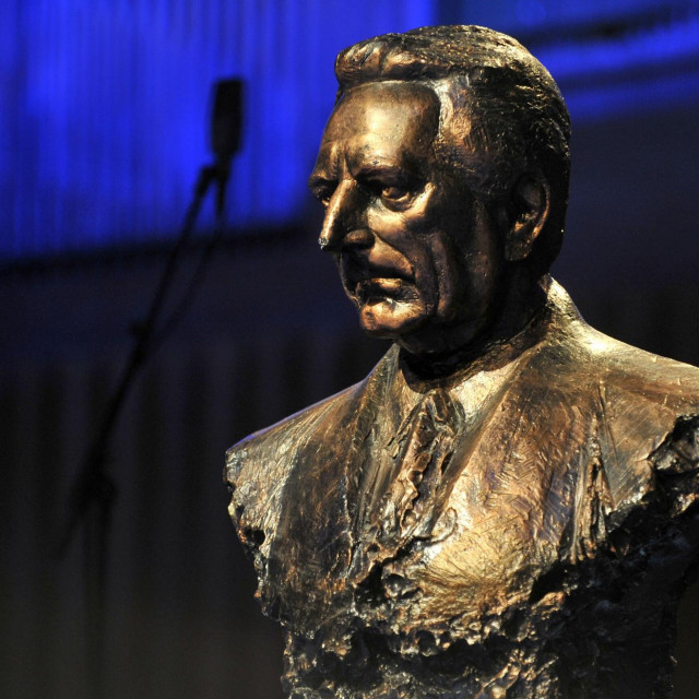 Zagreb, 240215. ?KD Vatroslav Lisinski. Svecano obiljezavanje 25. obljetnice Prvoga opceg sabora HDZ-a odrzalo se u koncertnoj dvorani Vatroslava Lisinskog. Na fotografiji: Franjo Tudman.