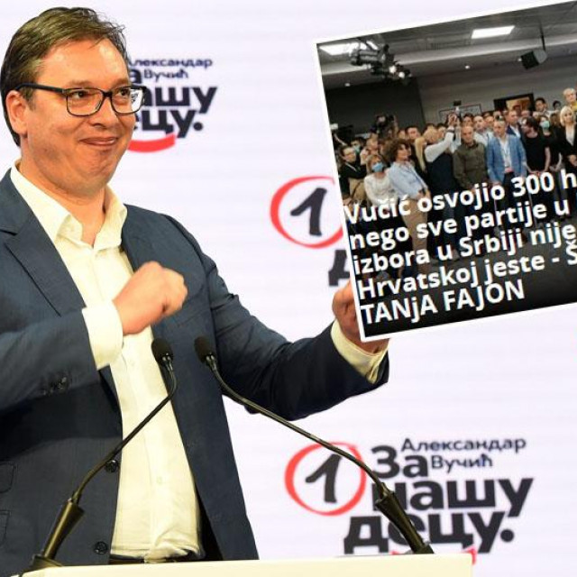 Aleksandar Vučić i screenshot naslovnice Večernjih novosti