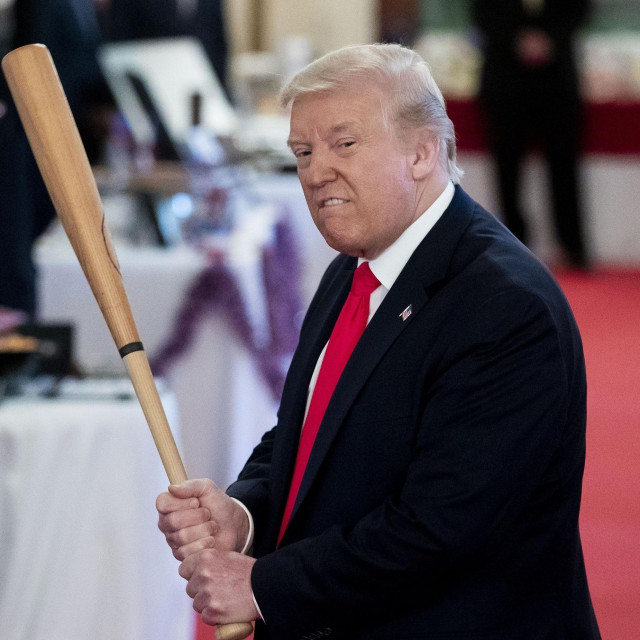 US President Donald J. Trump swings a baseball bat made by Texas Timber Bat Company, while participating in the 'Spirit of America Showcase', at the White House in Washington, DC, USA, 02 July 2020. The event is a showing of American products ahead of 04 July Independence Day. Photo Credit: Michael Reynolds/CNP/AdMedia//Z-ADMEDIA_adm_070220_TrumpShowcase_CNP_005/2007062351/Credit:SIPA/2007062355,Image: 540740819, License: Rights-managed, Restrictions:, Model Release: no, Credit line: SIPA/Sipa Press/Profimedia