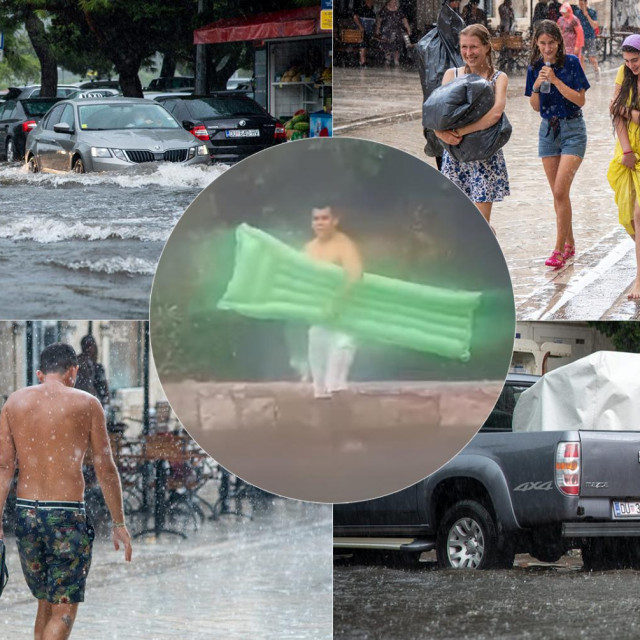 Nevrijeme u Dubrovniku; u krugu: ”plivač” u Vojnovićevoj ulici