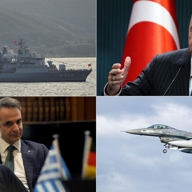 Recep Tayyip Erdogan (gore desno); Kiriakos Micotakis (dolje lijevo)