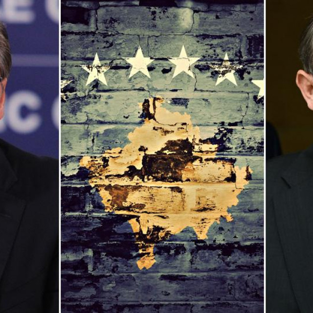 Aleksandar Vučić, mural sa zastavom Kosova i Avdulah Hoti