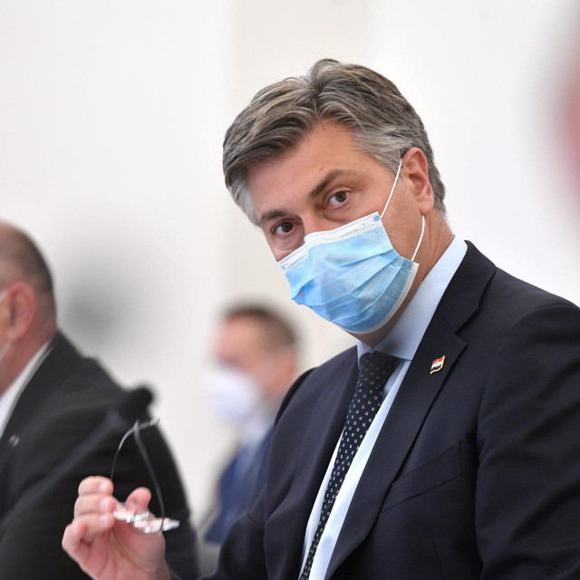 Zagreb, 030920.
Markov trg.
Banski dvori.
Redovita sjednica vlade.
Na fotografiji: Andrej Plenkovic, Predsjednik Vlade Republike Hrvatske.