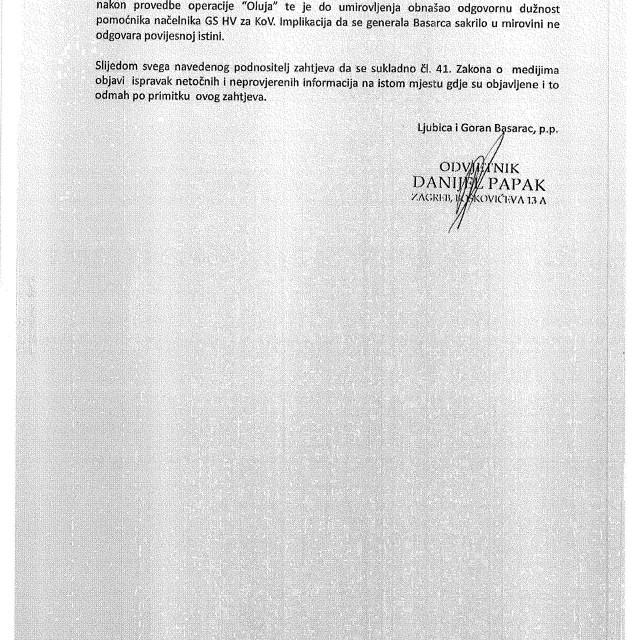 Zahtjev za ispravak netočnih i nepotpunih informacija