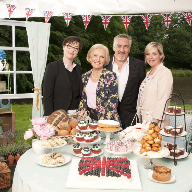 Programme Name: Great British Bake Off - TX: 14/08/2012 - Episode: n/a (No. n/a) - Embargoed for publication until: n/a - Picture Shows: The presenters and judges Sue Perkins, Mary Berry, Paul Hollywood, Mel Giedroyc - (C) Love Productions - Photographer: Amanda Searle