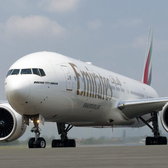 Avion Emiratesa snimljen nakon prvog slijetanja u Zagreb, u lipnju 2017.