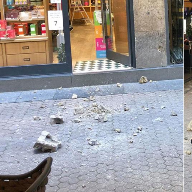 Komad betona s krova se odlomio na Bogovićevu ulicu