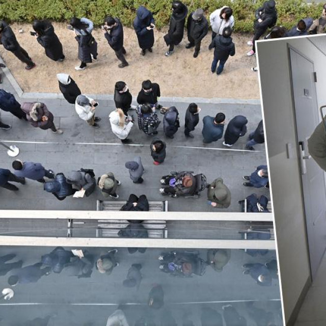 Ilustracija: Ljudi čekaju u redu za masku u Južnoj Koreji i dezinficiranje prostora