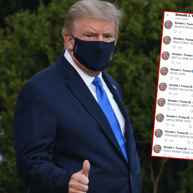 Donald Trump i screenshot njegova Twitter profila