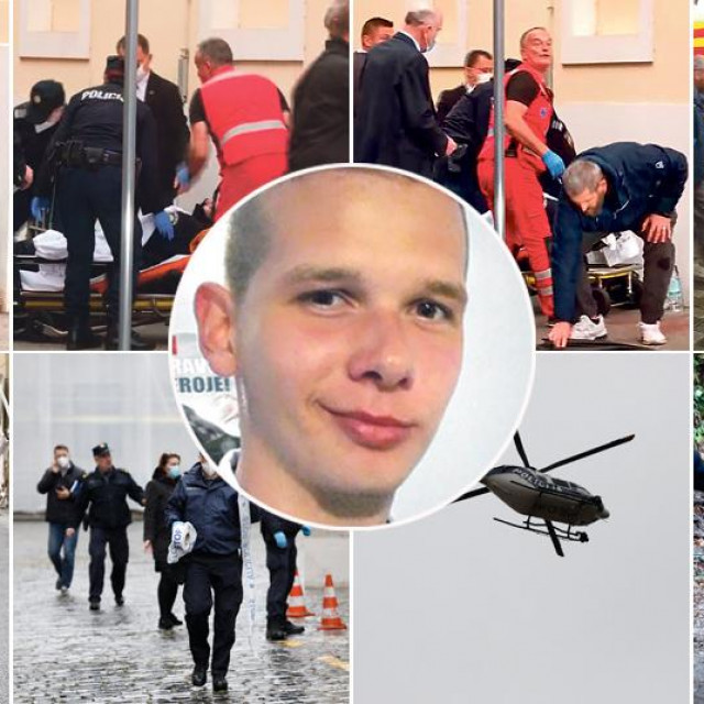 Prizori s Trga sv. Marka i Tuškanca nakon pucnjave, u sredini napadač Danijel Bezuk