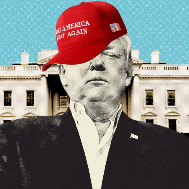 Donald Trump i Bijela kuća u pozadini