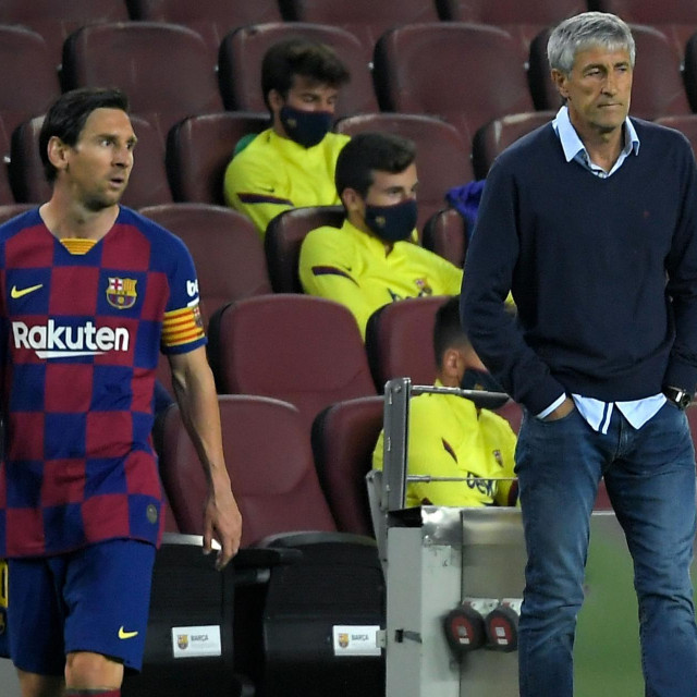 Lionel Messi i bivši trener Quique Setien
