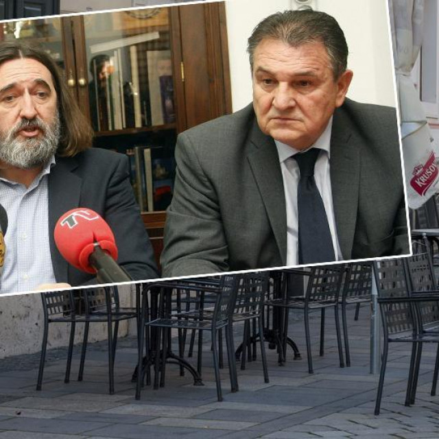 Prazne terase u Varaždinu; u pravokutniku: Ivan Čehok i Radimir Čačić