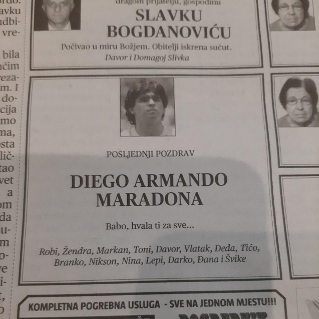 Osmrtnica za Diega