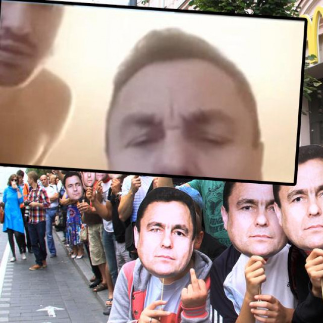 Prosvjed gay aktivista protiv Petrasa Gražulisa, u okviru detalj s videosastanka