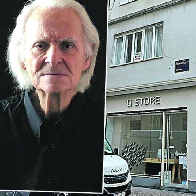 Zgrada na križanju Petrićeve i Bogovićeve gdje se nalazi stan obitelji Ljahnicky, Aleksandar Ljahnicky (u okviru)
