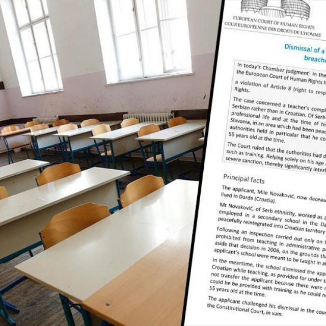 Faksimil odluke Europskog suda za ljudska prava (desno)