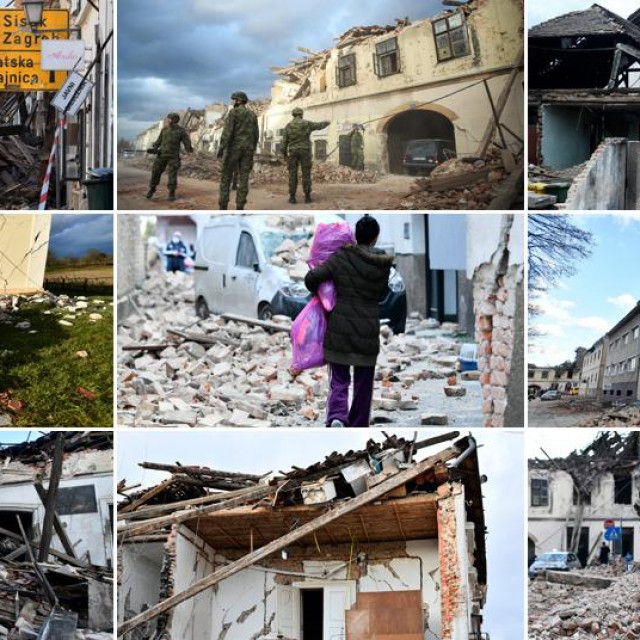 Prizori nakon snažnog potresa koji je pogodio područje Petrinje