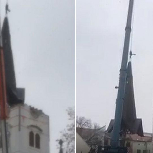 Uklanjanje kape sisačke katedrale