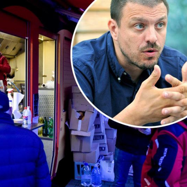 Mate Janković (u krugu); kuhanje u Petrinji za žrtve potresa (na glavnoj fotografiji)