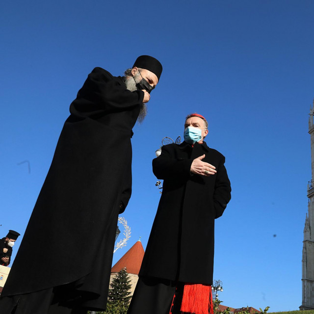 Zagrebački nadbiskup kardinal Josip Bozanić i zagrebačko-ljubljanski mitropolit Porfirije Perić