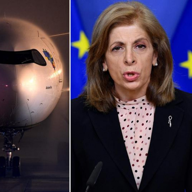 Cjepivo kompanije AstraZeneca i Oxforda, avion koji dostavlja cjepivo i Stella Kyriakides