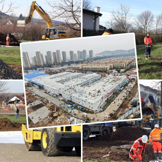 Radovi na kontejnerskom naselju u Petrinji i bolnica u Wuhanu koja je prošle godine bila sagrađena za 8 dana