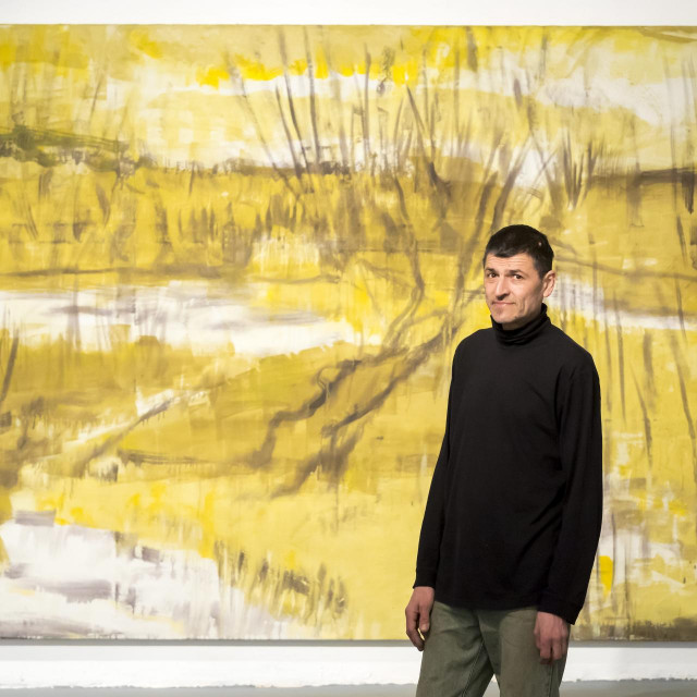 Zagreb, 080221.
Gliptoteka.
Izlozba slika Tonija Franovica.
Na fotografiji: Toni Franovic.