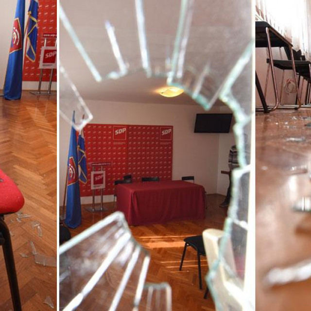 Razbijeni prozori na prostorijama SDP-a
