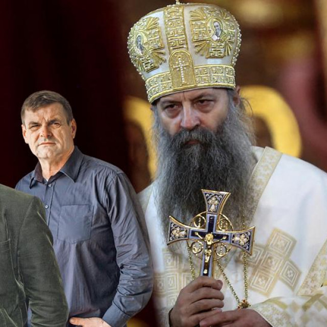 Patrijarh Porfirije (desno), don Anton Šuljić. Rada Borić, Vili Matula, Dražen Lalić