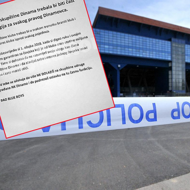 Stadion Maksimir (Arhiva), poruka koja je uručivana skupštinarima Dinama (gore desno)
