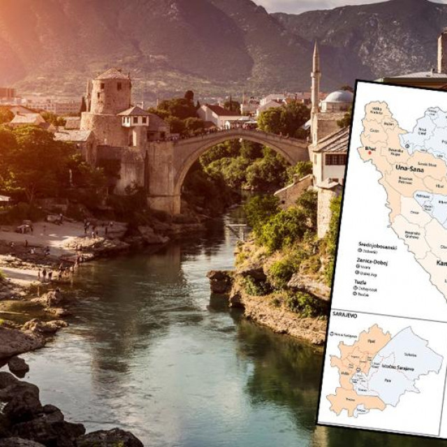 Mostar i karta BiH