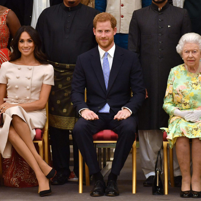 Meghan Markle, princ Harry i britanska kraljica