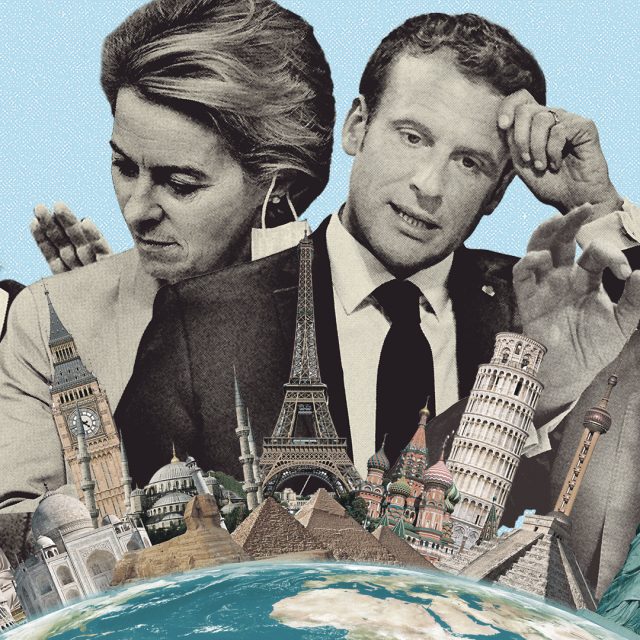 Boris Johnson, Ursula von der Leyen, Emmanuel Macron, Charles Michel